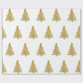 Elegant Gold-kerstboompatroon Cadeaupapier (Vlak)