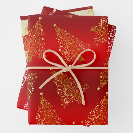Elegant Gold-kerstboompatroon Inpakpapier Vel (In situ)