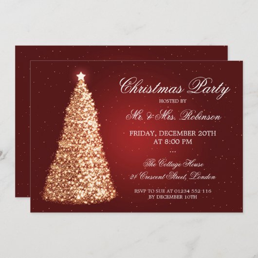 Elegant Gold Kerstfeest Red Kaart (Voorkant / Achterkant)