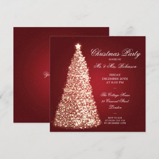 Elegant Gold Kerstfeest Red Kaart (Voorkant / Achterkant)