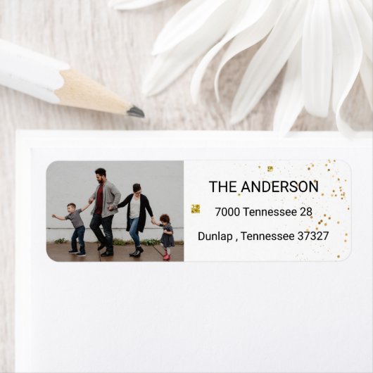 Elegant Gold Kerstfeestdag Etiket (Insitu)