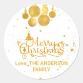 Elegant Gold Kerstfeestdag Ronde Sticker (Voorkant)