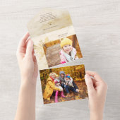 Elegant Gold Kerstmis Botanische Foto All In One Uitnodiging (Afscheurbaar)