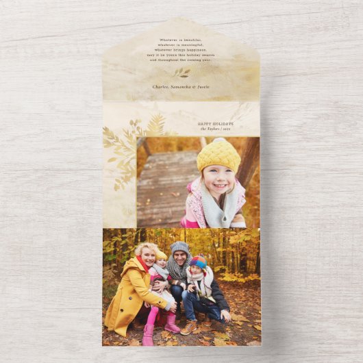 Elegant Gold Kerstmis Botanische Foto All In One Uitnodiging (Binnen)