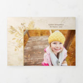 Elegant Gold Kerstmis Botanische Foto Drieluik Wenskaart (Cover)