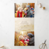 Elegant Gold Kerstmis Botanische Foto Drieluik Wenskaart (Binnen)