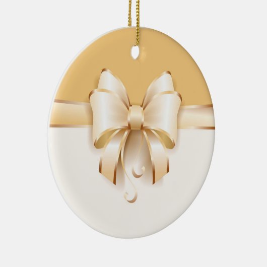 Elegant Gold Kerstmis Bow Keramisch Ornament (Rechts)