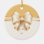Elegant Gold Kerstmis Bow Keramisch Ornament (Voorkant)