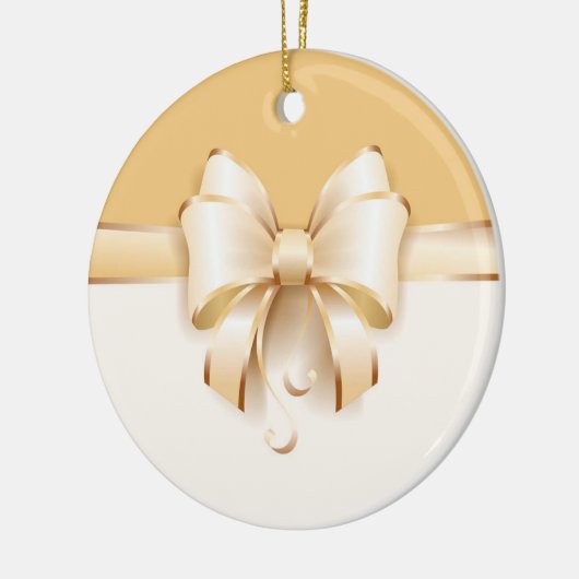 Elegant Gold Kerstmis Bow Keramisch Ornament (Links)