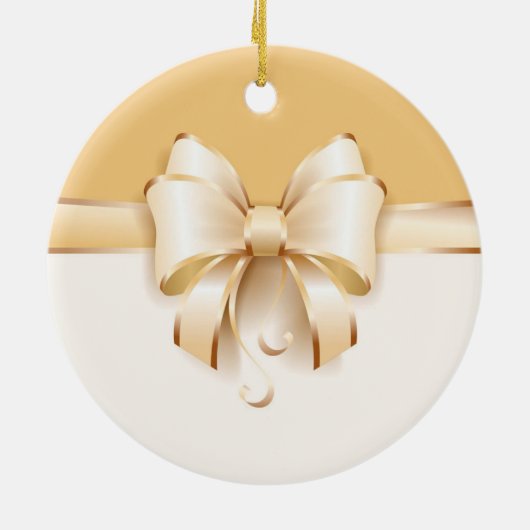 Elegant Gold Kerstmis Bow Keramisch Ornament (Achterkant)