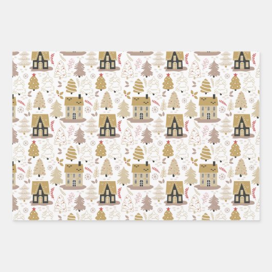 Elegant Gold Kerstmis Inpakpapier Vel (Voorkant)