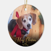 Elegant Gold-kerstmis met Eeigen foto's Keramisch Ornament (Links)