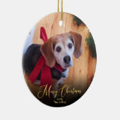 Elegant Gold-kerstmis met Eeigen foto's Keramisch Ornament (Rechts)