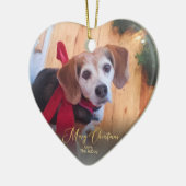 Elegant Gold-kerstmis met Eeigen foto's Keramisch Ornament (Links)