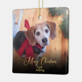 Elegant Gold-kerstmis met eigen foto's Keramisch Ornament (Links)