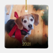 Elegant Gold-kerstmis met eigen foto's Keramisch Ornament (Achterkant)