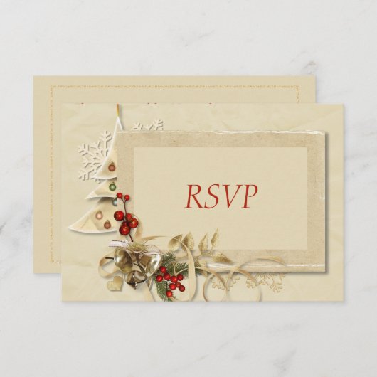 Elegant Gold Kerstmis RSVP (Voorkant / Achterkant)