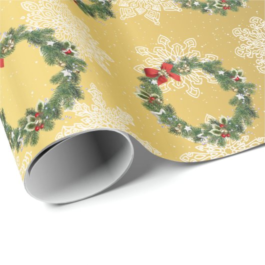 Elegant Gold-kerstmis — Snowflake-patroon Cadeaupapier (Rol Hoek)