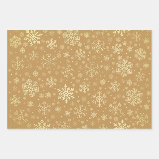 Elegant Gold Kerstmis Snowflake Patroon Inpakpapier Vel (Voorkant 3)