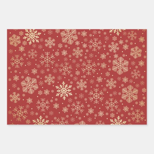 Elegant Gold Kerstmis Snowflake Patroon Inpakpapier Vel (Voorkant 2)