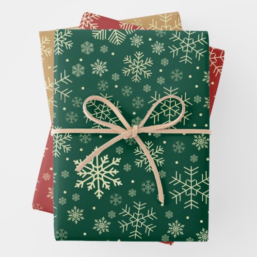 Elegant Gold Kerstmis Snowflake Patroon Inpakpapier Vel (In situ)