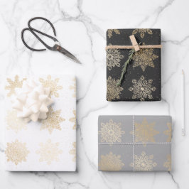 Elegant Gold Kerstmis Snowflake Patroon Inpakpapier Vel