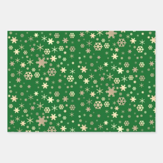 Elegant Gold Kerstmis Snowflake Patroon Inpakpapier Vel (Voorkant 2)