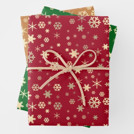 Elegant Gold Kerstmis Snowflake Patroon Inpakpapier Vel (In situ)