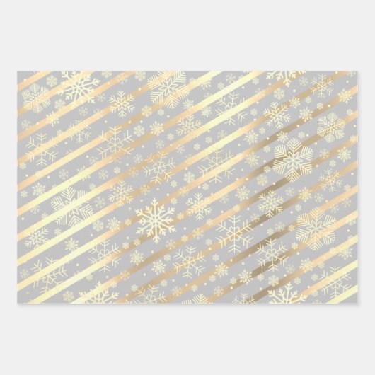 Elegant Gold Kerstmis Snowflake Patroon Inpakpapier Vel (Voorkant 3)