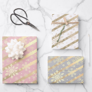 Elegant Gold Kerstmis Snowflake Patroon Inpakpapier Vel