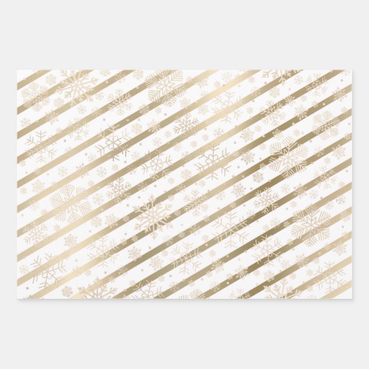 Elegant Gold Kerstmis Snowflake Patroon Inpakpapier Vel (Voorkant 2)