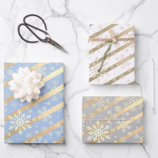 Elegant Gold Kerstmis Snowflake Patroon Inpakpapier Vel (Voorkant)