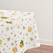 Elegant Gold-kerstpatroon op wit Tafelkleed (Voorbeeld)
