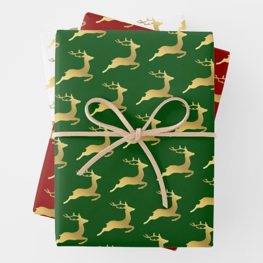 Elegant Gold-kerstrendierpatroon Inpakpapier Vel (In situ)