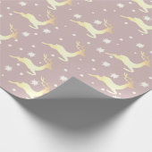 Elegant Gold-kerstrenrennier Snowflake Patroon Cadeaupapier (Hoek)