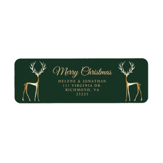 Elegant Gold-kerstrenrenrenderadres Etiket (Voorkant)