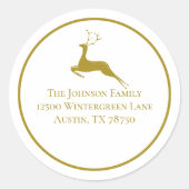 Elegant Gold-kerstrenrenrenderadres Ronde Sticker (Voorkant)