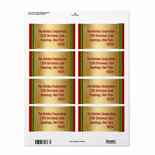 Elegant Gold-kerstretouradreslabels Etiket (Full Sheet)
