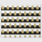 Elegant Gold-kerstsierpatroon Cadeaupapier (Vlak)