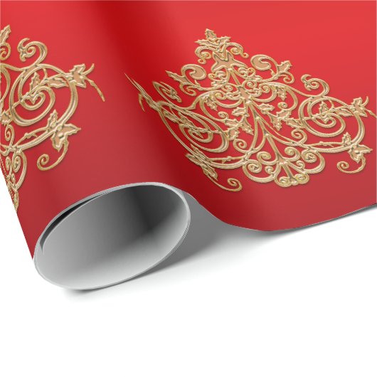 Elegant Gold-kerstsierpatroon Cadeaupapier (Rol Hoek)