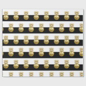 Elegant Gold-kerstsierpatroon Cadeaupapier (Vlak)