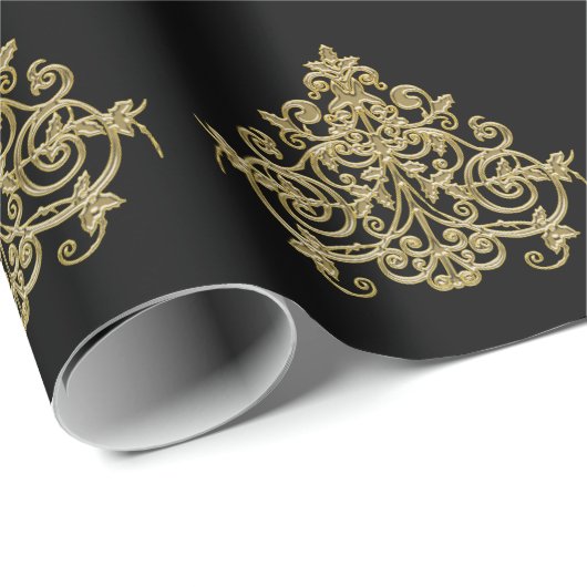 Elegant Gold-kerstsierpatroon Cadeaupapier (Rol Hoek)