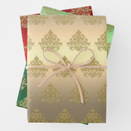 Elegant Gold-kerstsierpatroon Inpakpapier Vel
