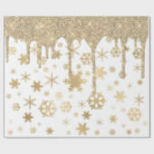 Elegant Gold-kerstsnowflake-patroon drift Cadeaupapier (Vlak)