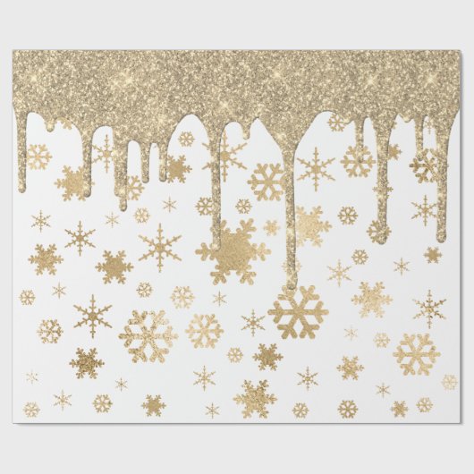 Elegant Gold-kerstsnowflake-patroon drift Cadeaupapier (Vlak)
