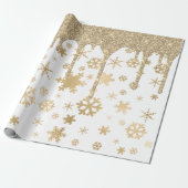 Elegant Gold-kerstsnowflake-patroon drift Cadeaupapier (Uitgerold)