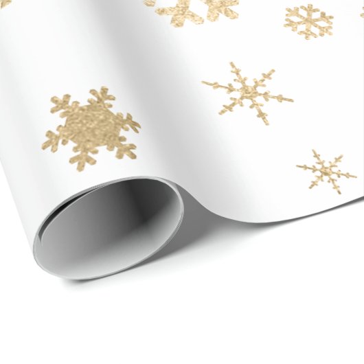 Elegant Gold-kerstsnowflake-patroon drift Cadeaupapier (Rol Hoek)