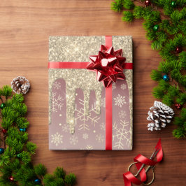 Elegant Gold-kerstsnowflake-patroon drift Cadeaupapier