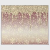 Elegant Gold-kerstsnowflake-patroon drift Cadeaupapier (Vlak)
