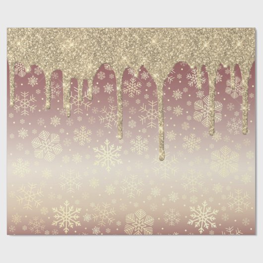 Elegant Gold-kerstsnowflake-patroon drift Cadeaupapier (Vlak)